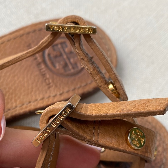 GUC Tory Burch Brown Leather Sandals with Gold Accents - Picture 4 of 8